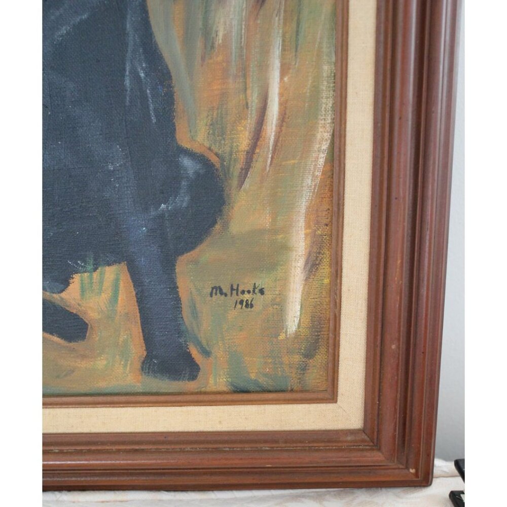 Original Vintage Dog Portrait Painting Signed Cottagecore Hunting Animal - Picture 6 of 11
